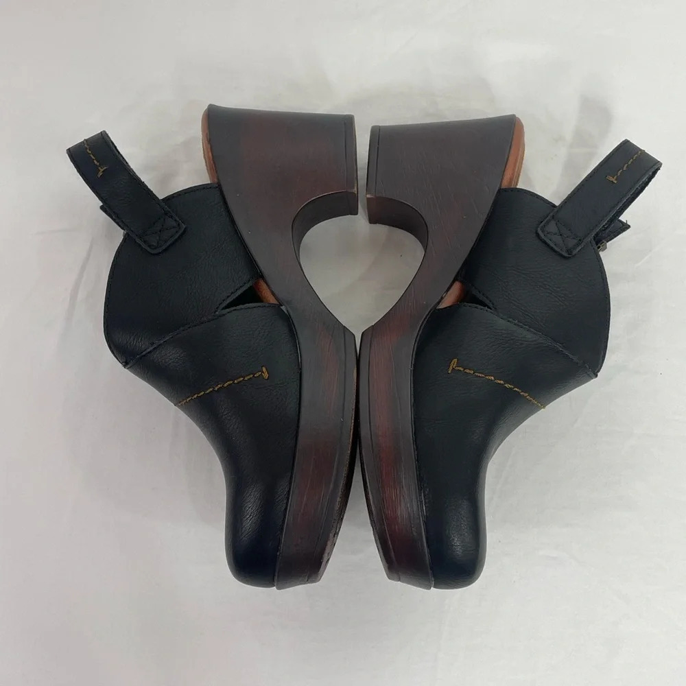 BOC Born Black Leather Clog Heels Womens 10M Slingback Platform Comfort Shoes - Picture 3 of 9
